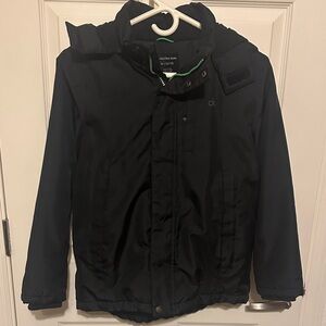 Calvin Klein Hooded Puffer Jacket Black and Green Detail